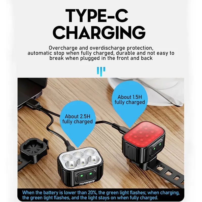 USB Rechargeable Bicycle Light Set High Power Bike LED Front Rear Lights For MTB  Road Bike Versati 1