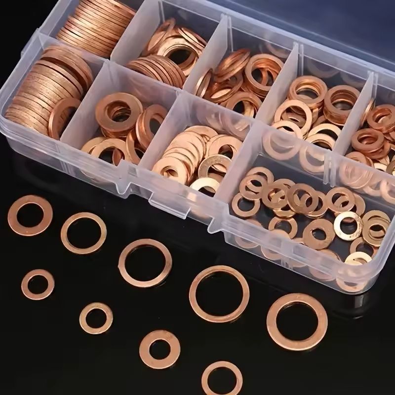 100pcs Copper Washer Assortment Kit  M4 To M14 Sealing Rings For Oil Pan Nuts And Bolts With Storag 4