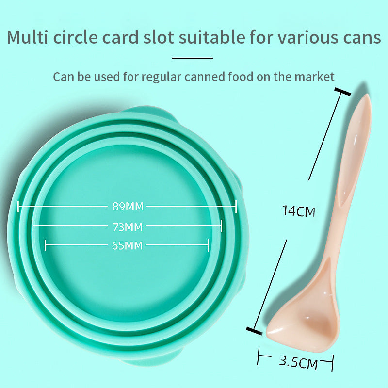 Portable Silicone Dog  Cat Canned Food Sealer With Spoon Storage Cover For Pet Bowls 2