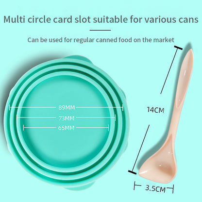 Portable Silicone Dog  Cat Canned Food Sealer With Spoon Storage Cover For Pet Bowls 2