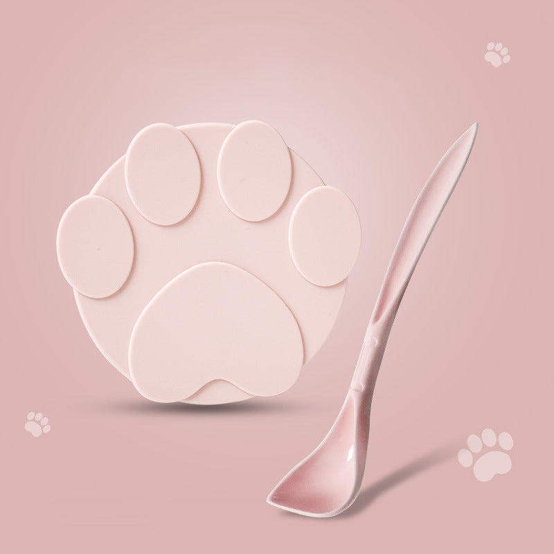Portable Silicone Dog & Cat Canned Food Sealer with Spoon, Storage Cover for Pet Bowls