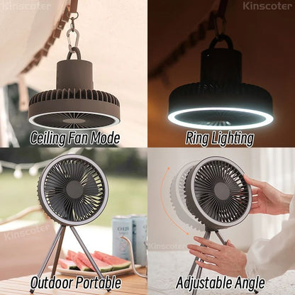 Camping Fan Rechargeable Desktop Portable Circulator Wireless Ceiling Electric Fan With Power Bank  2