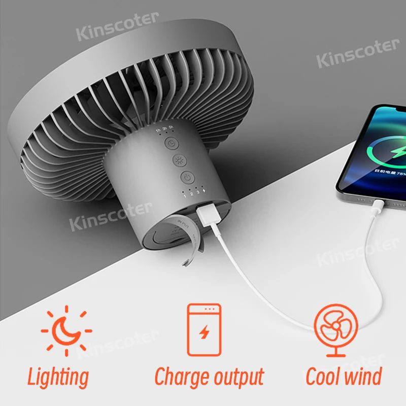 Camping Fan Rechargeable Desktop Portable Circulator Wireless Ceiling Electric Fan With Power Bank  3