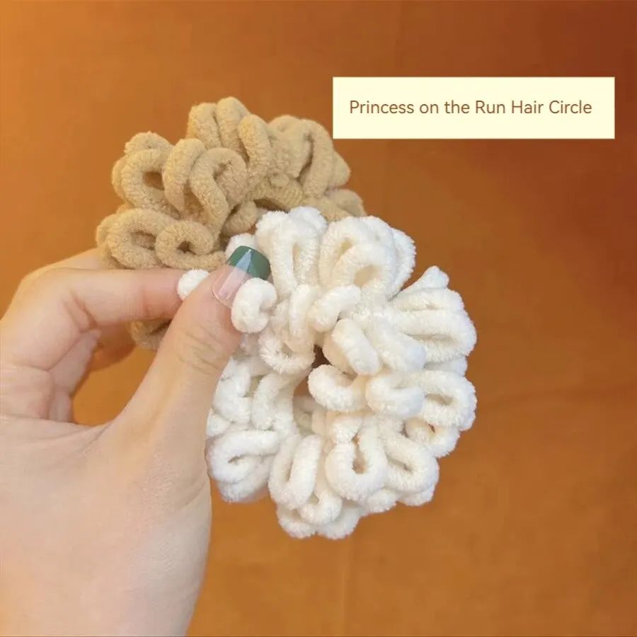 54pcs Autumn Winter Milk Tea Color Hair Bands Floral Scrunchies Set High Elasticity Hair Ties For W 3