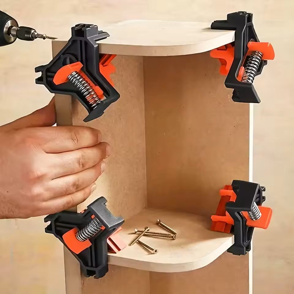 Professional 90 Degree Right Angle Woodworking Clamp for Framing Cabinet and DIY Assembly 1 or 4 Pack