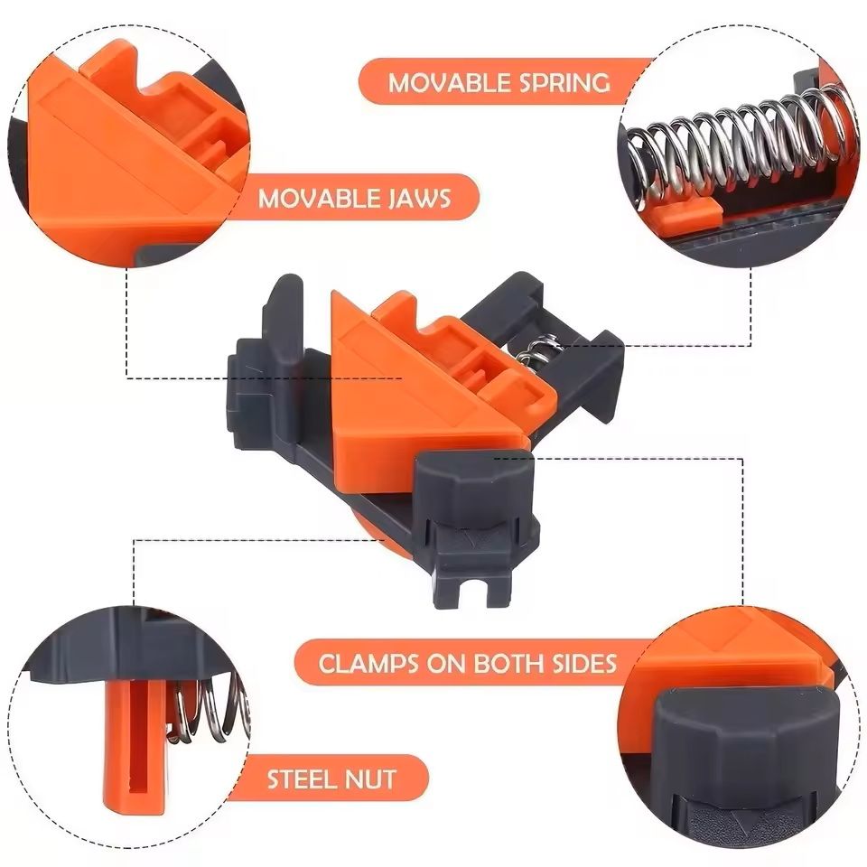 Professional 90 Degree Right Angle Woodworking Clamp For Framing Cabinet And DIY Assembly 1 Or 4 Pa 3