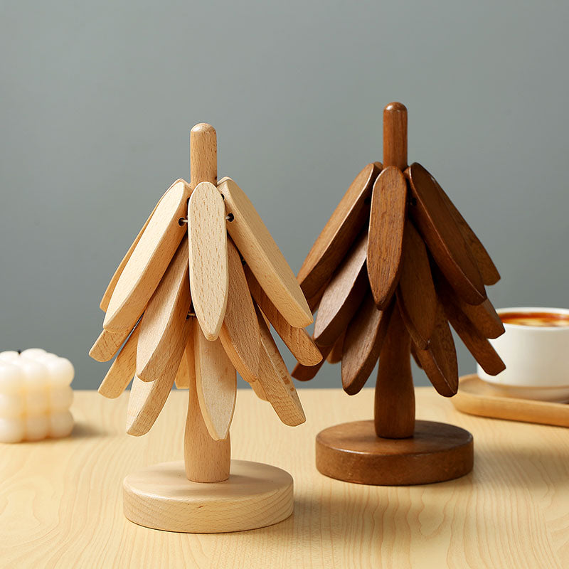 Tree Design Wooden HeatResistant Trivet Stand Decorative AntiScald Table Mat  Coaster 2