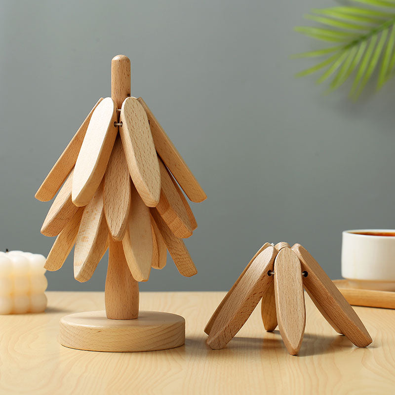 Tree Design Wooden HeatResistant Trivet Stand Decorative AntiScald Table Mat  Coaster 1