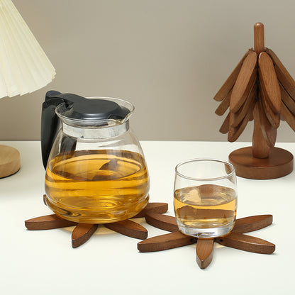 Tree Design Wooden HeatResistant Trivet Stand Decorative AntiScald Table Mat  Coaster 3