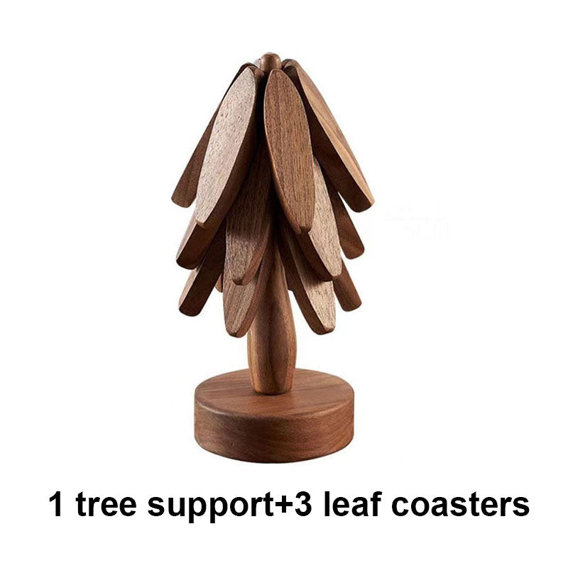 Tree Design Wooden HeatResistant Trivet Stand Decorative AntiScald Table Mat  Coaster 6