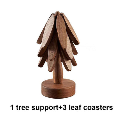 Tree Design Wooden HeatResistant Trivet Stand Decorative AntiScald Table Mat  Coaster 6