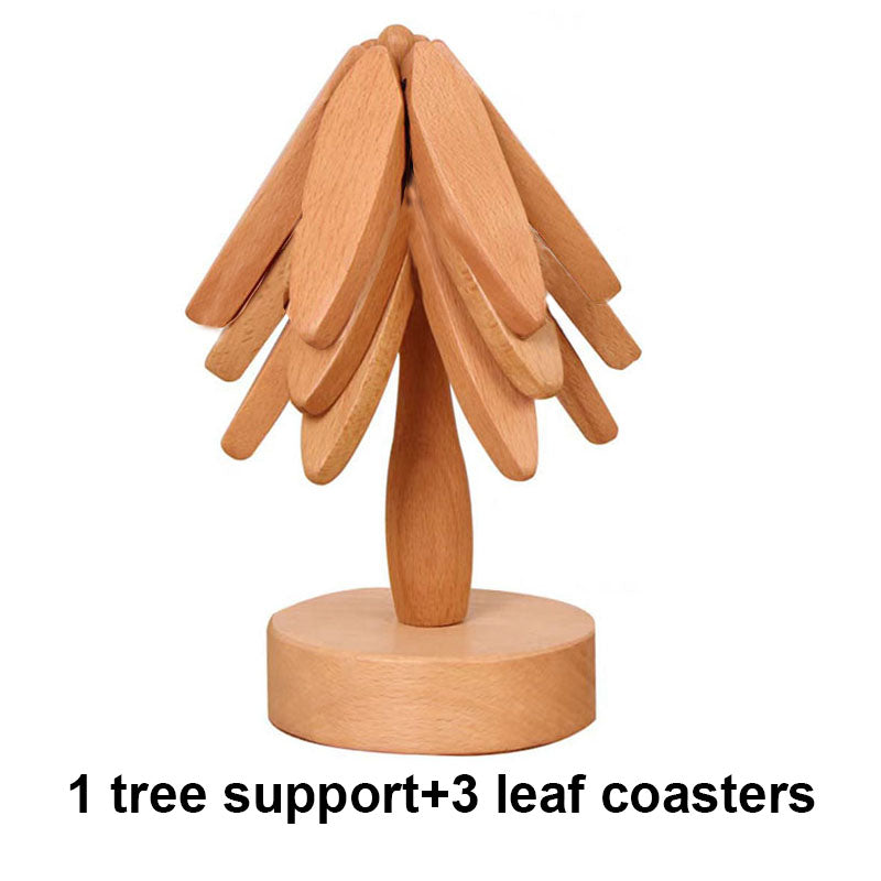 Tree Design Wooden HeatResistant Trivet Stand Decorative AntiScald Table Mat  Coaster 7