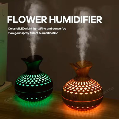 Wood Grain USB Humidifier 300ml Desktop Aroma Diffuser and Air Moisturizer for Home or Office