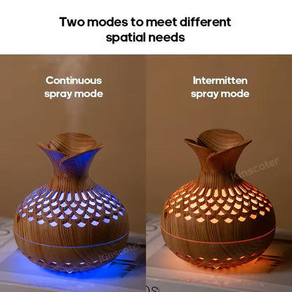 Wood Grain USB Humidifier 300ml Desktop Aroma Diffuser And Air Moisturizer For Home Or Office 6