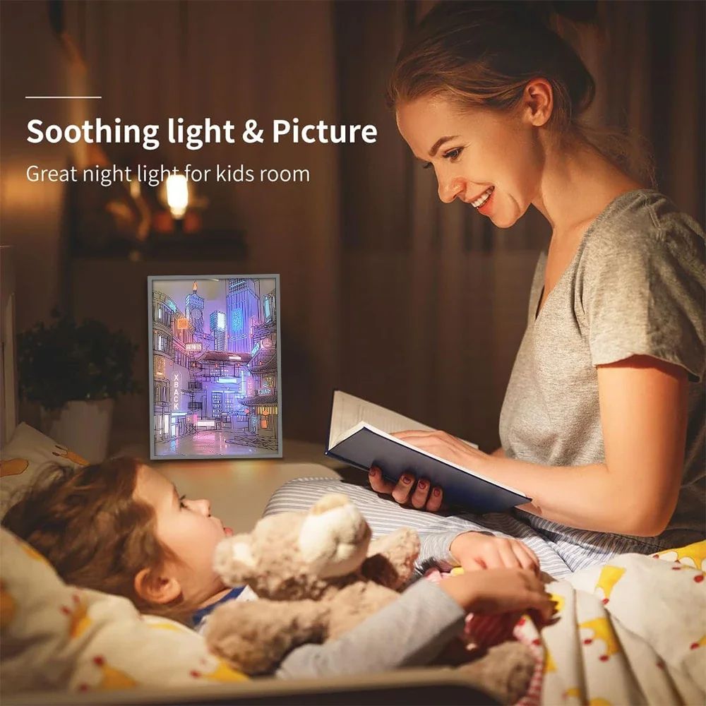USB Plug Dimming Romantic Home Anime LED City Night View Light Painting Beautiful Narrow Bezel HD H 2