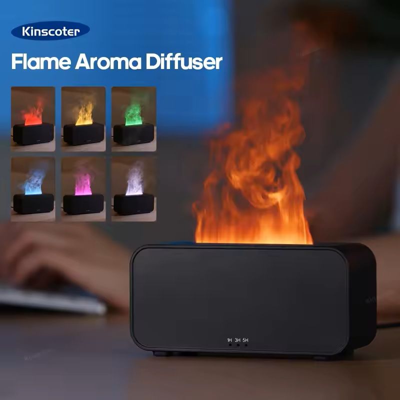 Mini Flame Aroma Diffuser Air Humidifier Cool Mist Ultrasonic LED Oil Diffuser for Home or Office