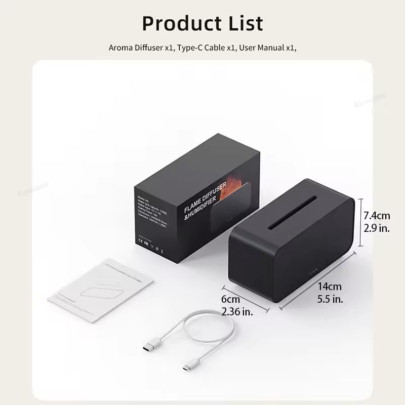 Mini Flame Aroma Diffuser Air Humidifier Cool Mist Ultrasonic LED Oil Diffuser For Home Or Office 5