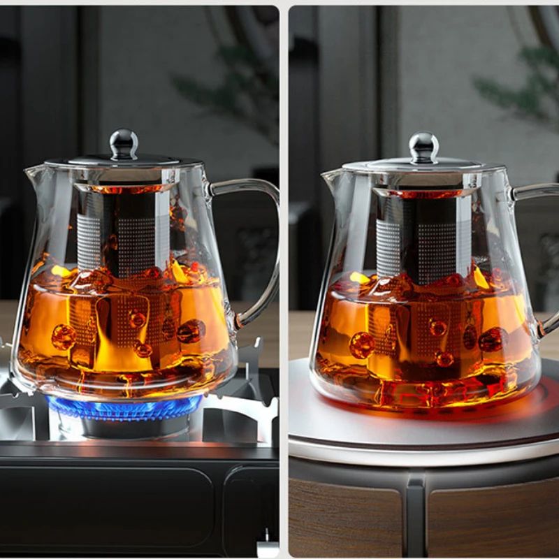 Glass Teapot With Stainless Steel Infuser Heat Resistant Kung Fu Teaware For Puer Oolong  Herbal Fl 1