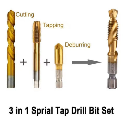 Hex Shank Titanium Drill And Tap Bit Set Metric Thread Cutter For Metal And Wood M3 To M10 1