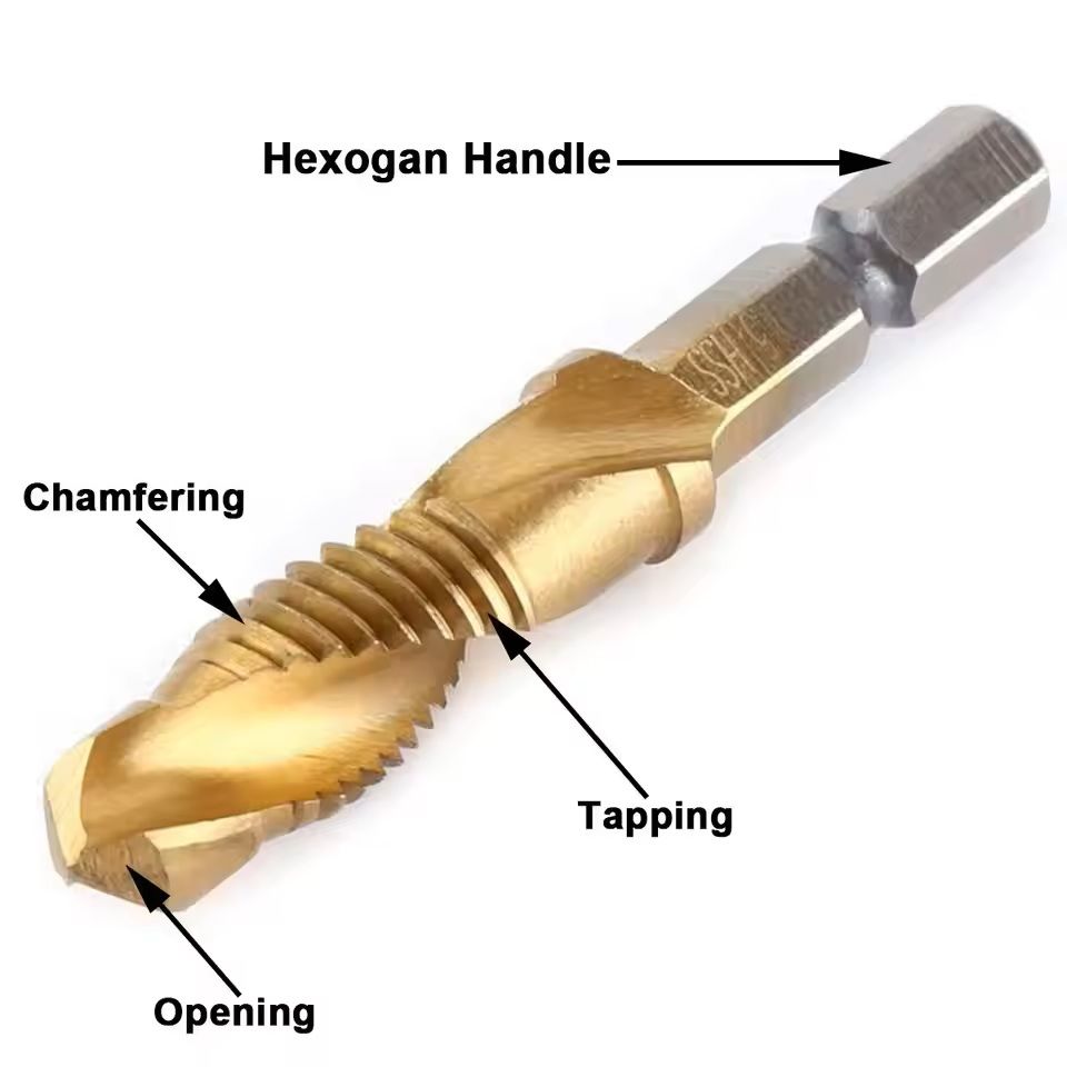 Hex Shank Titanium Drill And Tap Bit Set Metric Thread Cutter For Metal And Wood M3 To M10 2