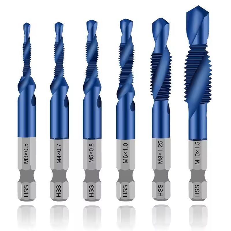 Hex Shank Titanium Drill and Tap Bit Set Metric Thread Cutter for Metal and Wood M3 to M10