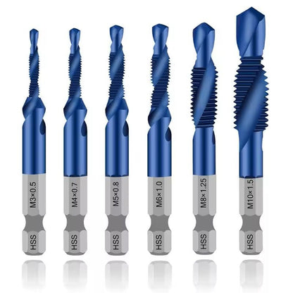 Hex Shank Titanium Drill and Tap Bit Set Metric Thread Cutter for Metal and Wood M3 to M10