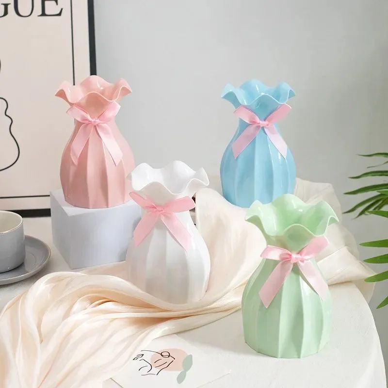 New Creative Dual Purpose Flower Vase, Dry & Wet Tabletop Home Decoration Pot for Bedroom Living Room Wedding Decor