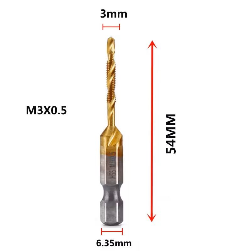 Hex Shank Titanium Drill And Tap Bit Set Metric Thread Cutter For Metal And Wood M3 To M10 6