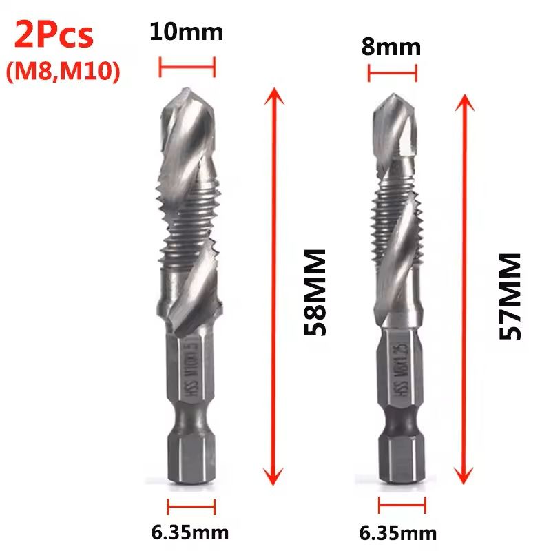 Hex Shank Titanium Drill And Tap Bit Set Metric Thread Cutter For Metal And Wood M3 To M10 19
