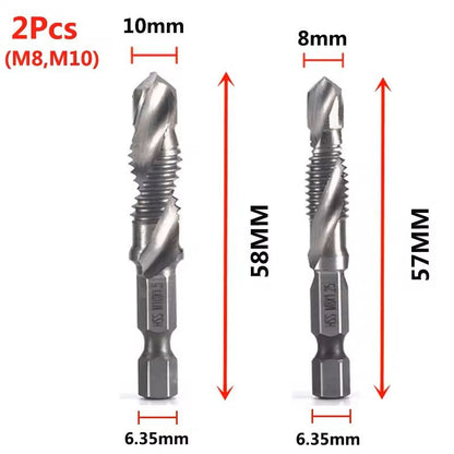 Hex Shank Titanium Drill And Tap Bit Set Metric Thread Cutter For Metal And Wood M3 To M10 19