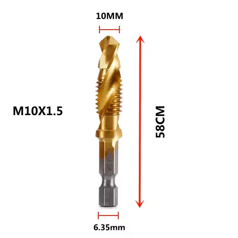 Hex Shank Titanium Drill And Tap Bit Set Metric Thread Cutter For Metal And Wood M3 To M10 7