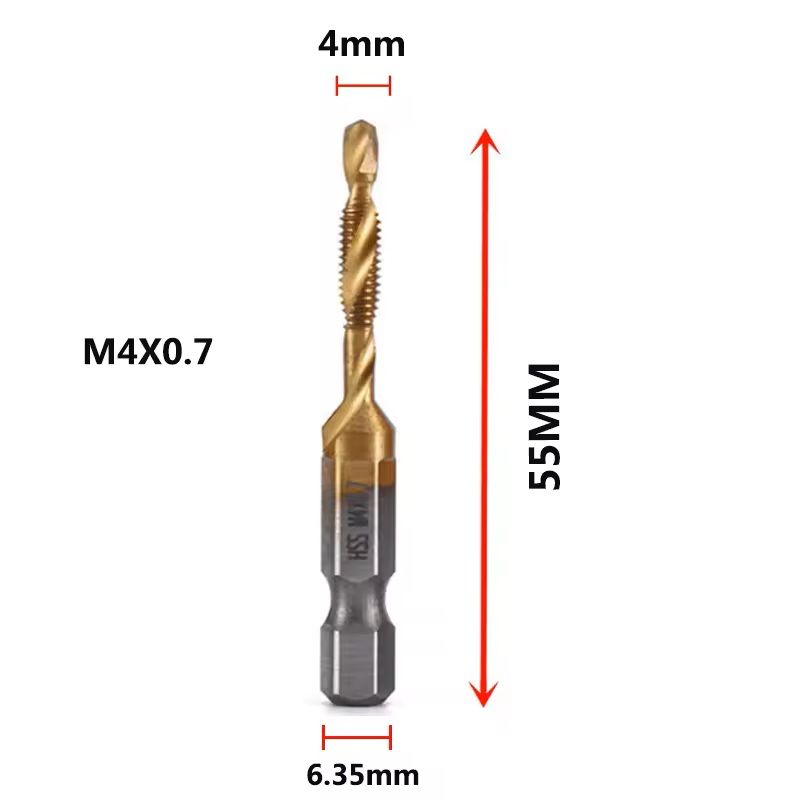 Hex Shank Titanium Drill And Tap Bit Set Metric Thread Cutter For Metal And Wood M3 To M10 8