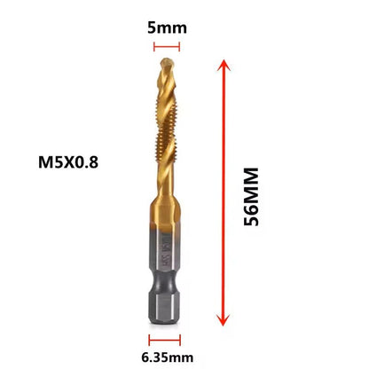 Hex Shank Titanium Drill And Tap Bit Set Metric Thread Cutter For Metal And Wood M3 To M10 10