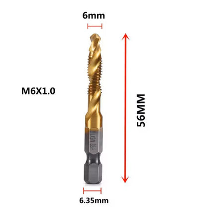 Hex Shank Titanium Drill And Tap Bit Set Metric Thread Cutter For Metal And Wood M3 To M10 11