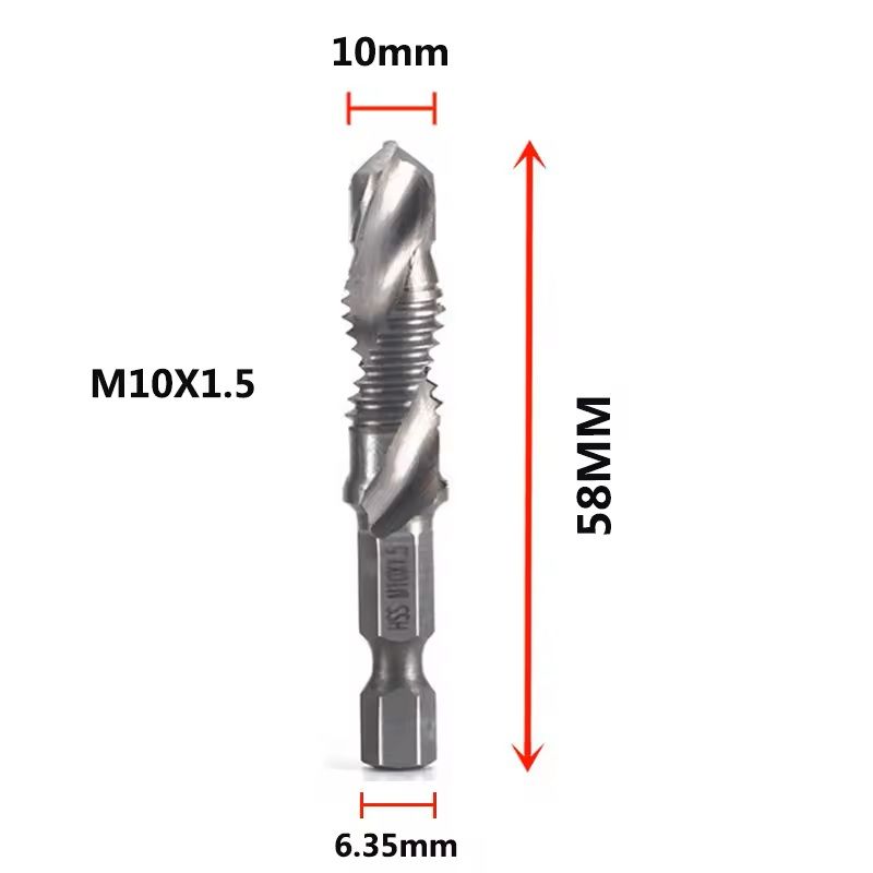 Hex Shank Titanium Drill And Tap Bit Set Metric Thread Cutter For Metal And Wood M3 To M10 12