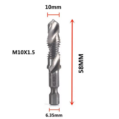 Hex Shank Titanium Drill And Tap Bit Set Metric Thread Cutter For Metal And Wood M3 To M10 12