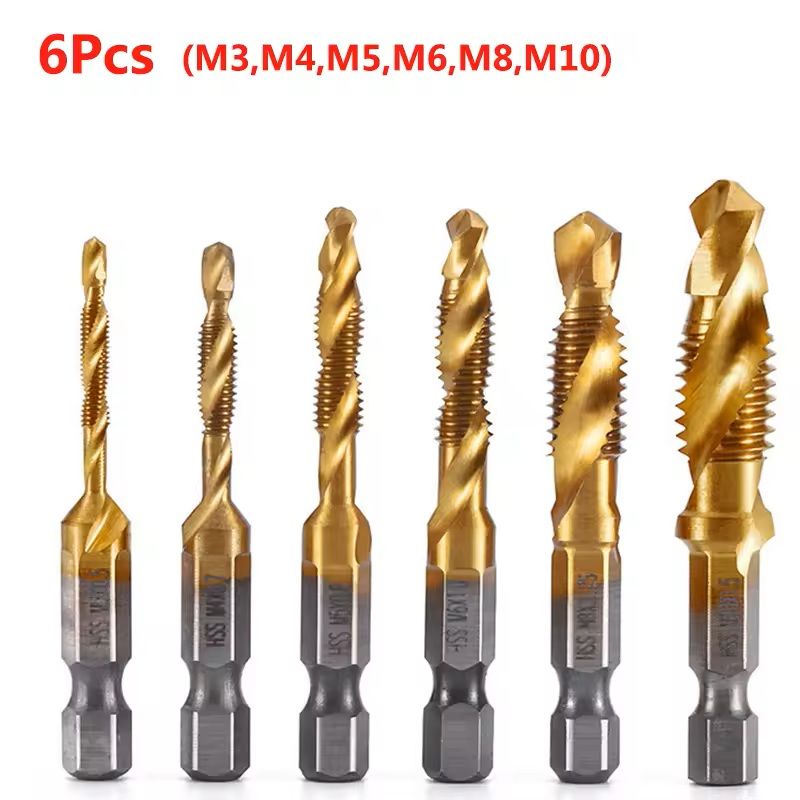 Hex Shank Titanium Drill And Tap Bit Set Metric Thread Cutter For Metal And Wood M3 To M10 22