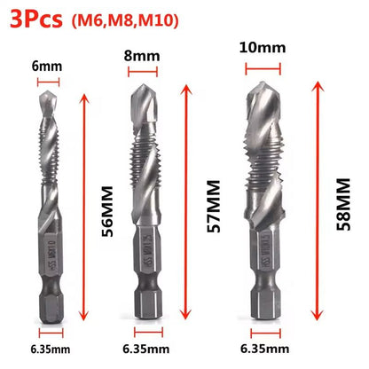 Hex Shank Titanium Drill And Tap Bit Set Metric Thread Cutter For Metal And Wood M3 To M10 25