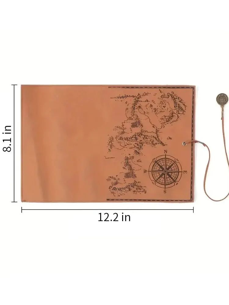 Creative Treasure Map Retro Pencil Case Leather Large Capacity Roll Pencil Bag With Embossed Buckle 3