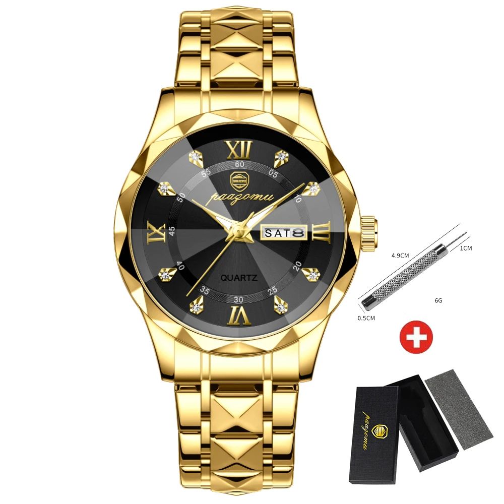 Luxury Men Watches Top Brand Business Waterproof Quartz Wristwatch With Luminous Date  Week Gift Bo 2