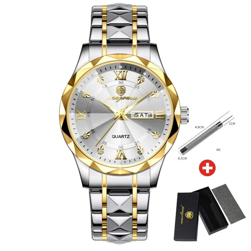 Luxury Men Watches Top Brand Business Waterproof Quartz Wristwatch With Luminous Date  Week Gift Bo 1