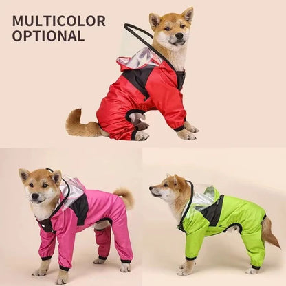 Waterproof Dog Raincoat  Pet Jumpsuit With Dog Face Design WaterResistant Dog Jacket For Small  Med 1