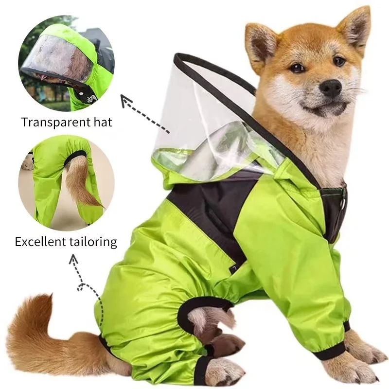 Waterproof Dog Raincoat  Pet Jumpsuit With Dog Face Design WaterResistant Dog Jacket For Small  Med 2