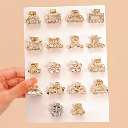 Small Rhinestone Pearls Geometric Metal Hair Claws For Women Mini Hair Clips Hairpins Sweet Hair Ac 5