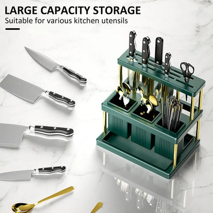 Kitchen Knife Holder Multi Function Cutter And Cutlery Drainer Rack Space Saving Utensil Organizer  1