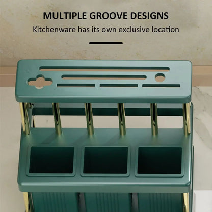 Kitchen Knife Holder Multi Function Cutter And Cutlery Drainer Rack Space Saving Utensil Organizer  4