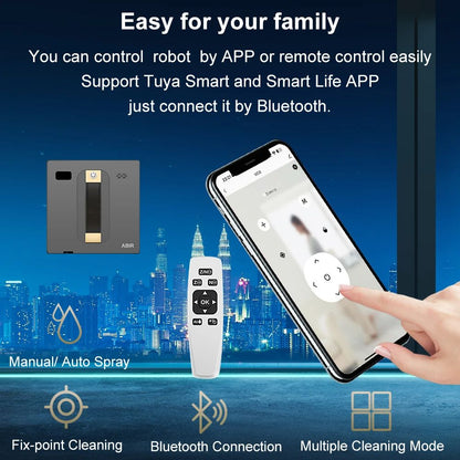 Robot Window Cleaner  Smart Memory Dual Water Spray  High Vacuum Suction Laser Sensor For Home Wall 3