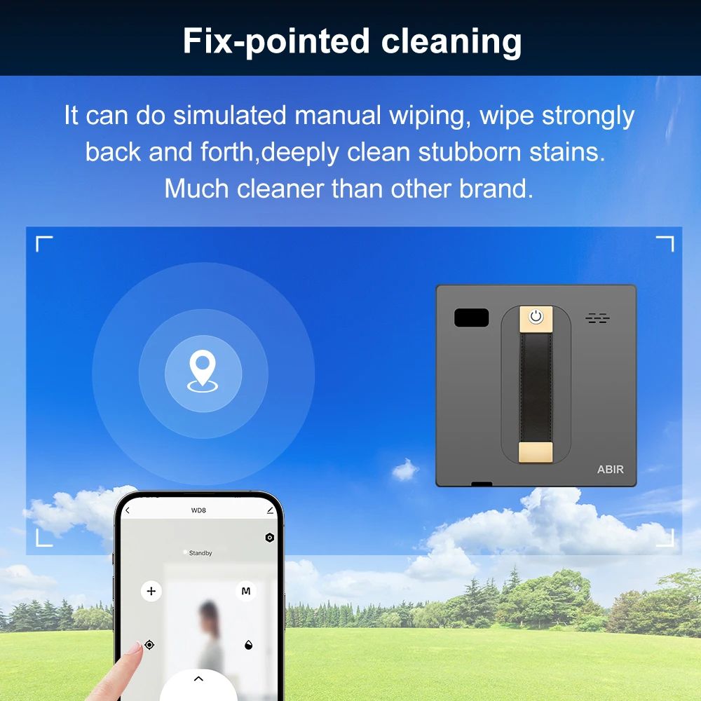 Robot Window Cleaner  Smart Memory Dual Water Spray  High Vacuum Suction Laser Sensor For Home Wall 4