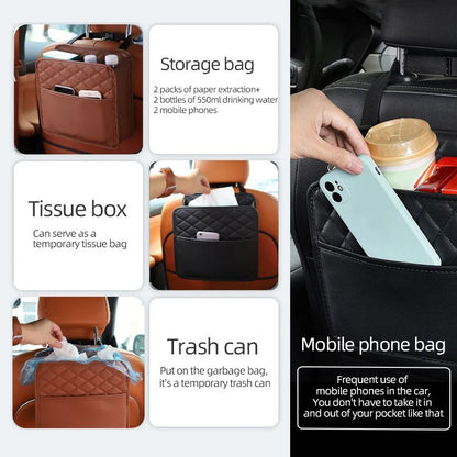 Leather Multifunctional Car Seat Storage Bag Universal Car Trash  Organizer Pouch Suitable For Most 4