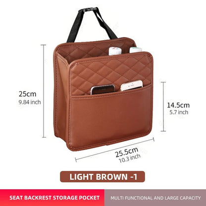 Leather Multifunctional Car Seat Storage Bag Universal Car Trash  Organizer Pouch Suitable For Most 7
